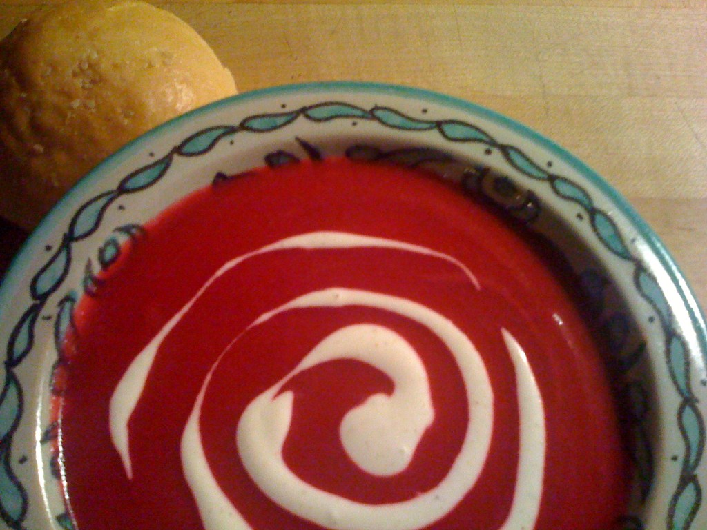 creamy beet borscht with horseradish cream